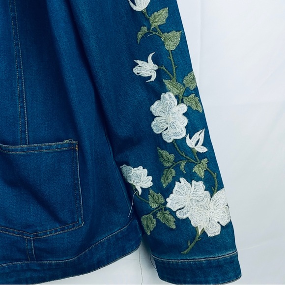 Tantrums Beautiful Denim Jean Embroidery Jean Jacket - Picture 3 of 5
